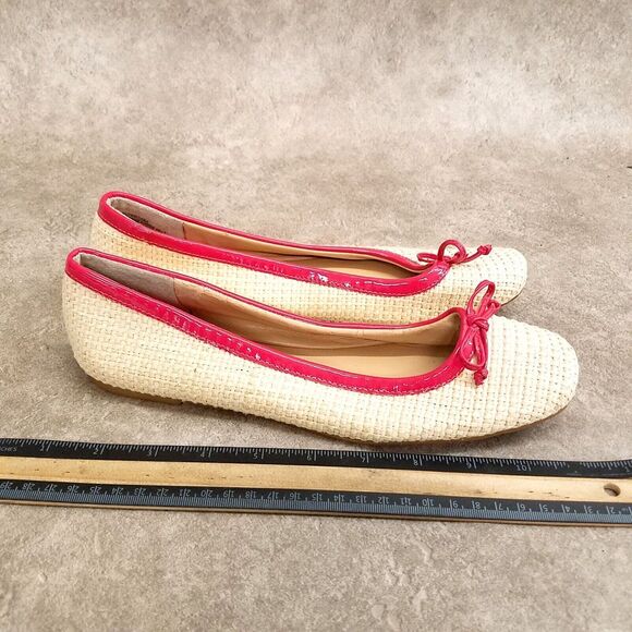 Nine West Womens Loredana Size 8.5 Tan Red Woven Slip On Ballet Flats - Picture 7 of 10